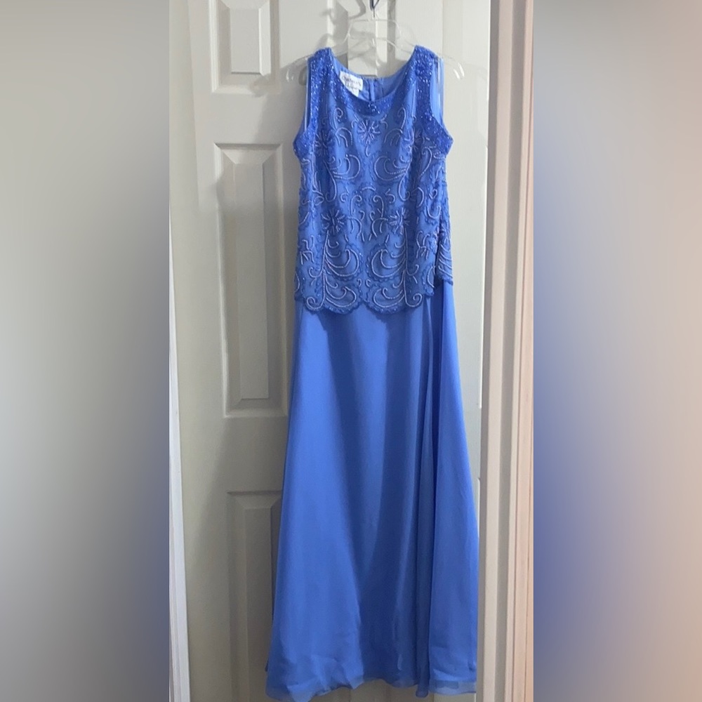 Periwinkle Beaded Chiffon Dress